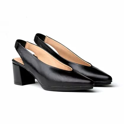 Womens Nappa Leather Slingback Comfort Pumps Medium Heeled 1496 Black, By Eva Mañas 4 Womens Nappa Leather Slingback Comfort Pumps Medium Heeled 1496 Black, By Eva Mañas - Image 2
