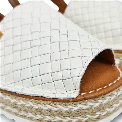 Womens Platform Braided Leather Menorcan Sandals Padded Insole 10462 White, By C. Ortuño 3 Womens Platform Braided Leather Menorcan Sandals Padded Insole 10462 White, By C. Ortuño - Image 2