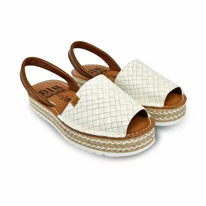 Womens Platform Braided Leather Menorcan Sandals Padded Insole 10462 White, By C. Ortuño 6 Womens Platform Braided Leather Menorcan Sandals Padded Insole 10462 White, By C. Ortuño - Image 5