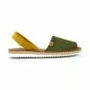 Womens Platform Split Leather Menorcan Sandals Padded Insole 15202 Green, By C. Ortuño
