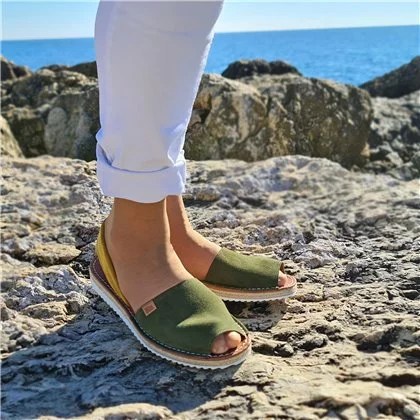 Womens Platform Split Leather Menorcan Sandals Padded Insole 15202 Green, By C. Ortuño 6 Womens Platform Split Leather Menorcan Sandals Padded Insole 15202 Green, By C. Ortuño - Image 4