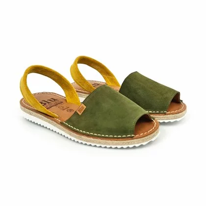 Womens Platform Split Leather Menorcan Sandals Padded Insole 15202 Green, By C. Ortuño 8 Womens Platform Split Leather Menorcan Sandals Padded Insole 15202 Green, By C. Ortuño - Image 6
