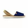 Womens Platform Split Leather Menorcan Sandals Padded Insole 15202 Navy, By C. Ortuño